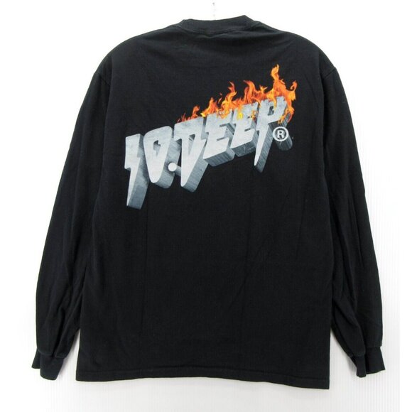 VINTAGE 10 Deep Shirt Medium Pullover Spellout Double Sided Skater - Picture 6 of 9